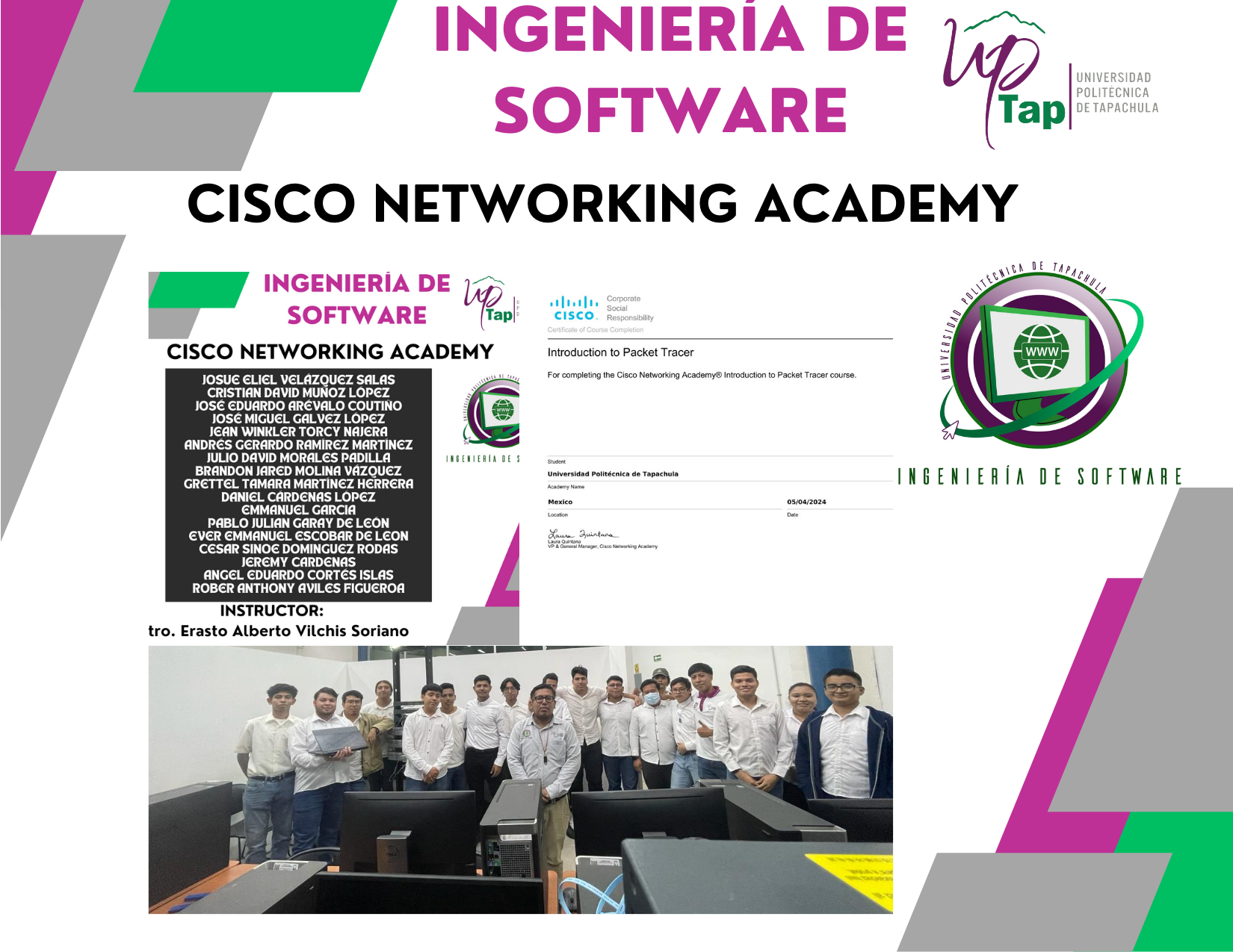 Estudiantes de 5º cuatrimestre de la Ingeniería de Software obtienen certificado de la Academia CISCO Networking