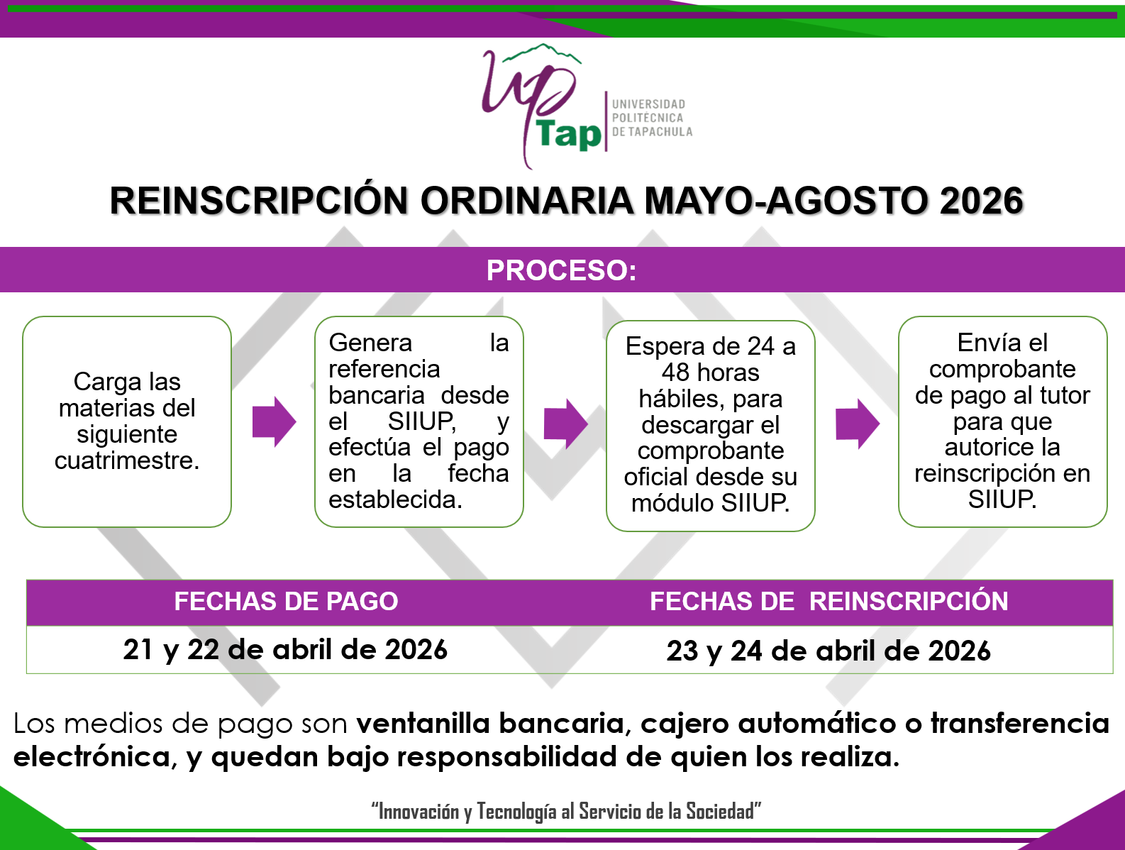 REINSCRIPCIÓN MAYO- AGOSTO 2026