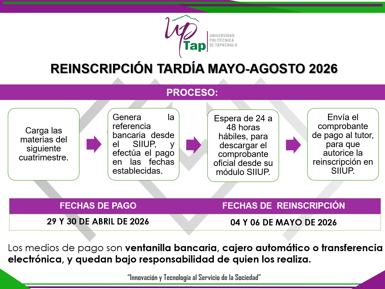REINSCRIPCIÓN TARDÍA MAYO- AGOSTO 2026